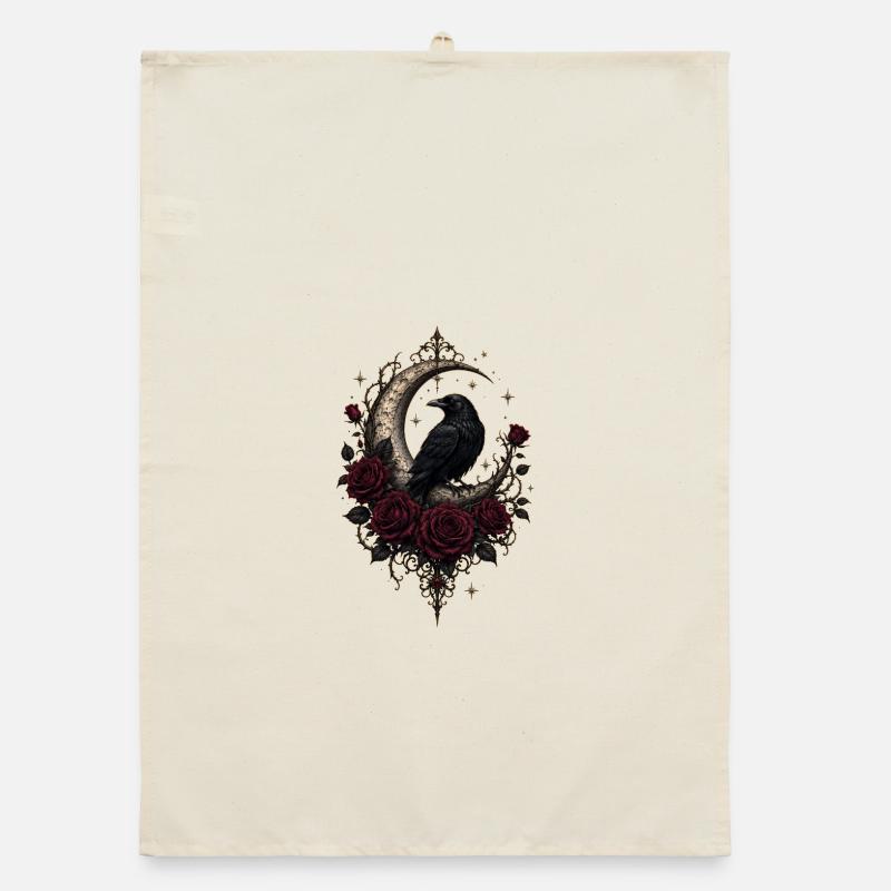 Corbeau Lune Romantique Sombre Torchon bio