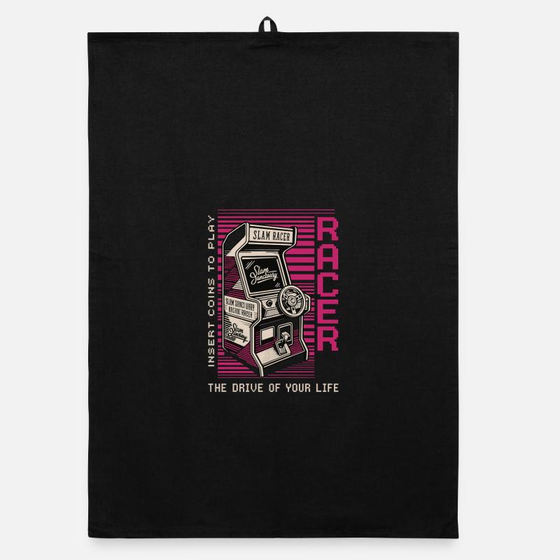 Racer Arcade Neon Retro - Organic Geschirrtuch - Schwarz