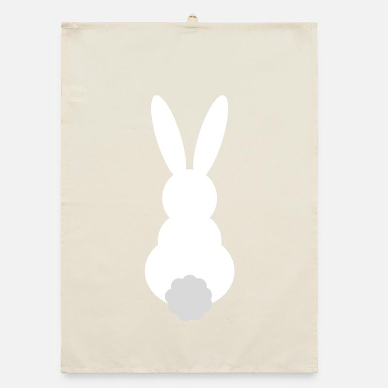 Bunny silhouette with fluffy tail Organic dish towel