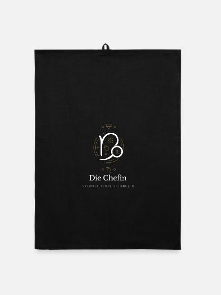 Steinbock Chefin Stil Grafik - Organic Geschirrtuch - Schwarz - Vorne