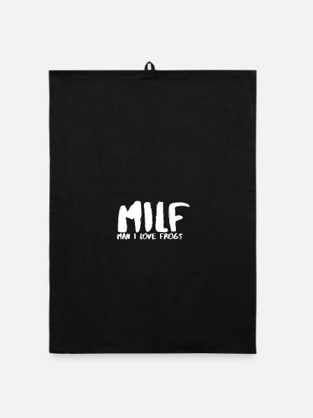 Man I Love Frogs Funny Frog Word Game - Organic dish towel - black - Front
