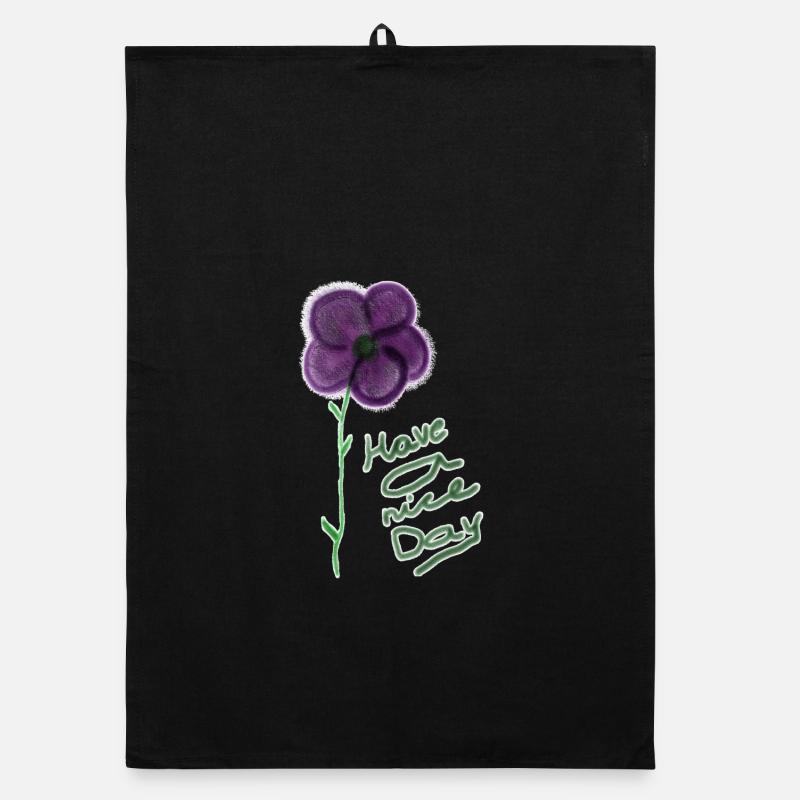 Blumenmotiv mit Handgeschriebenem Gruß Organic Geschirrtuch