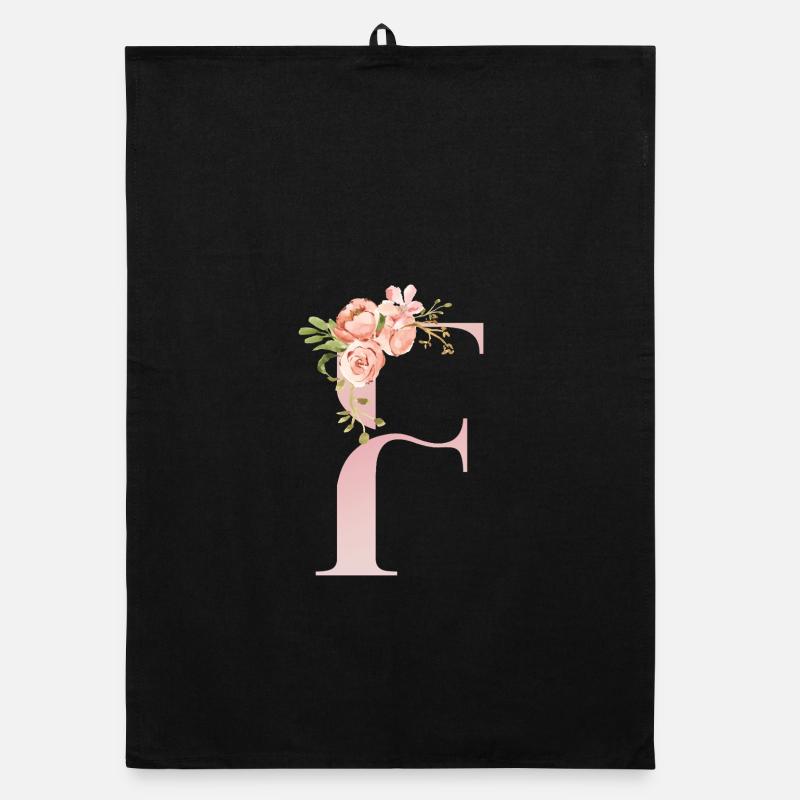 F florale pastel romantique Torchon bio