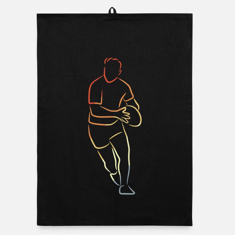 Rugby Player Sketch Organic dish towel