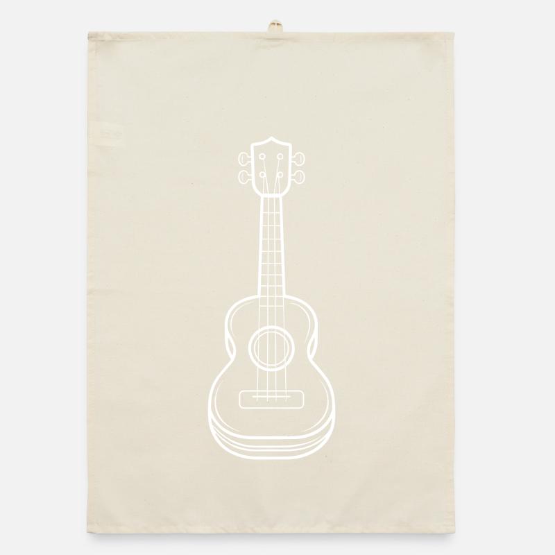Ukulele Drawing Organic dish towel