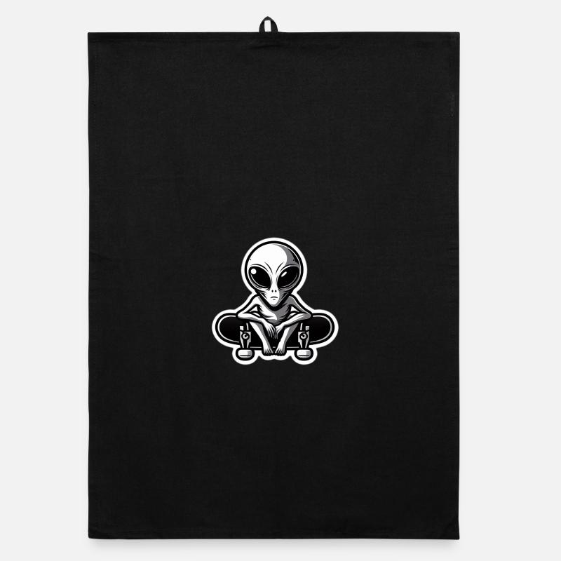 Alien Skater auf Skateboard Organic Geschirrtuch