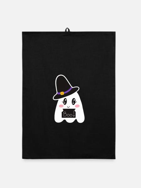 Cute Ghost - Organic Geschirrtuch - Schwarz - Vorne