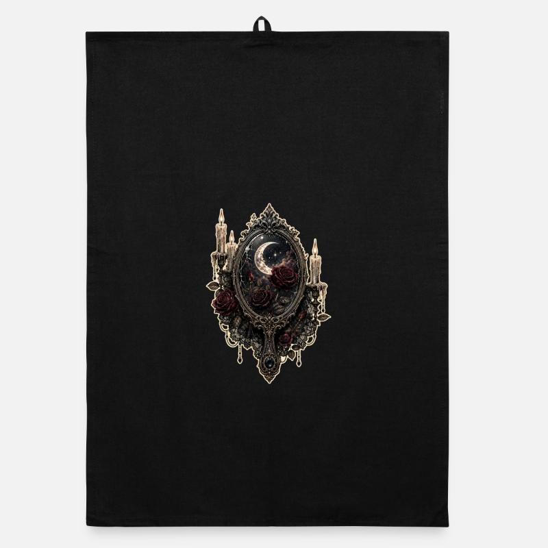 Miroir gothique avec roses et bougies Torchon bio