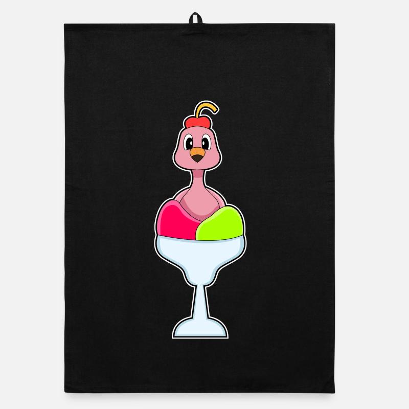 Flamingo Eisbecher Organic Geschirrtuch
