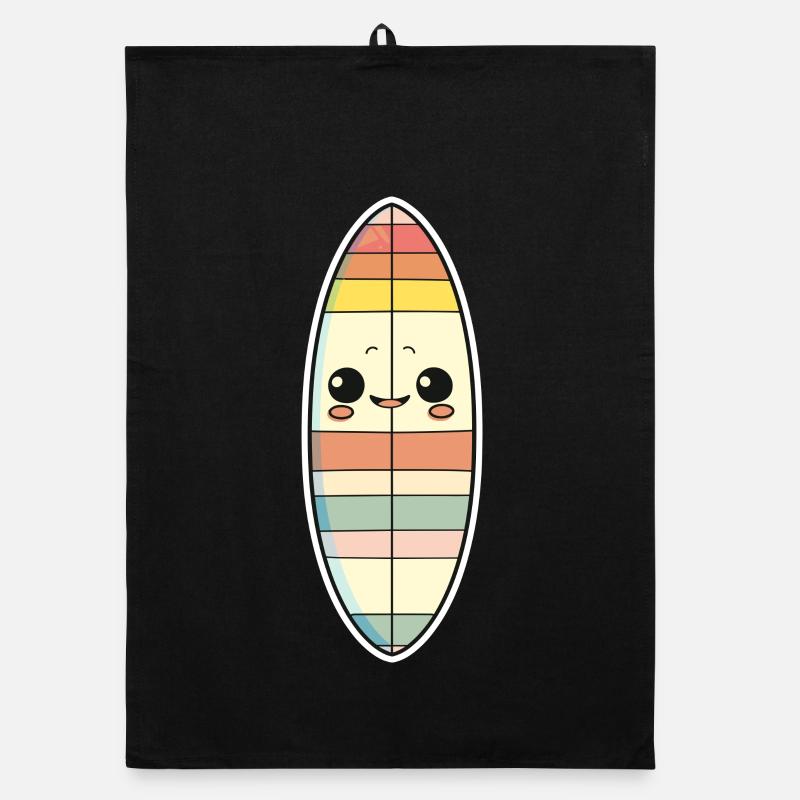 Surfboard Comic Style Organic dish towel
