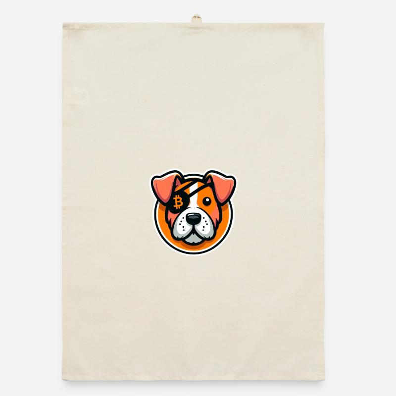 Dog with Bitcoin Eye Patch Organic dish towel