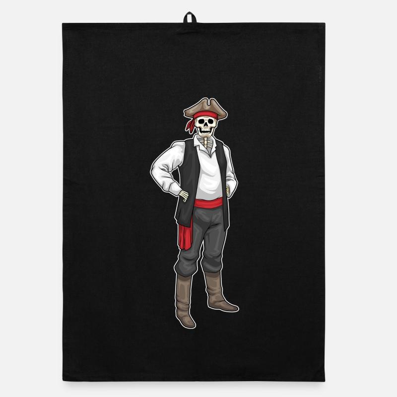 Skeleton Halloween Pirate Organic dish towel
