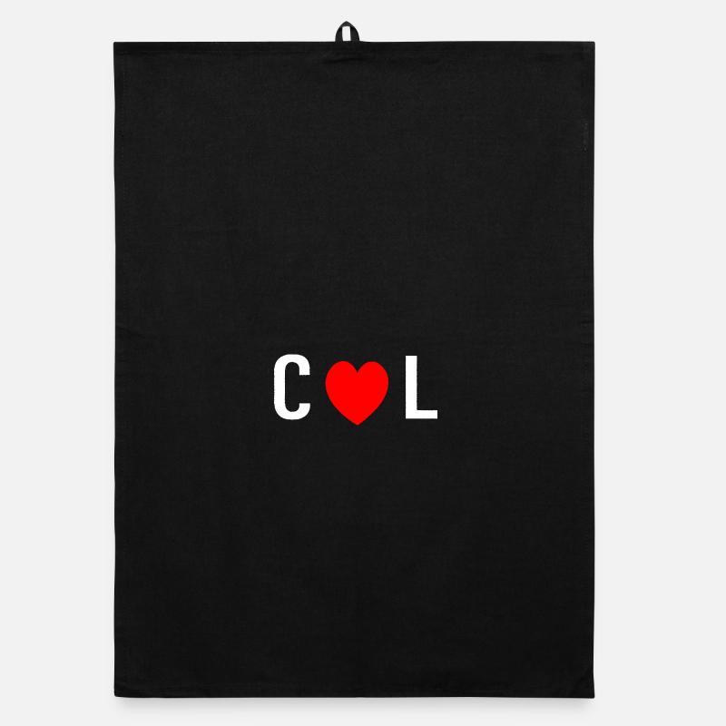 COL with red love heart Organic dish towel