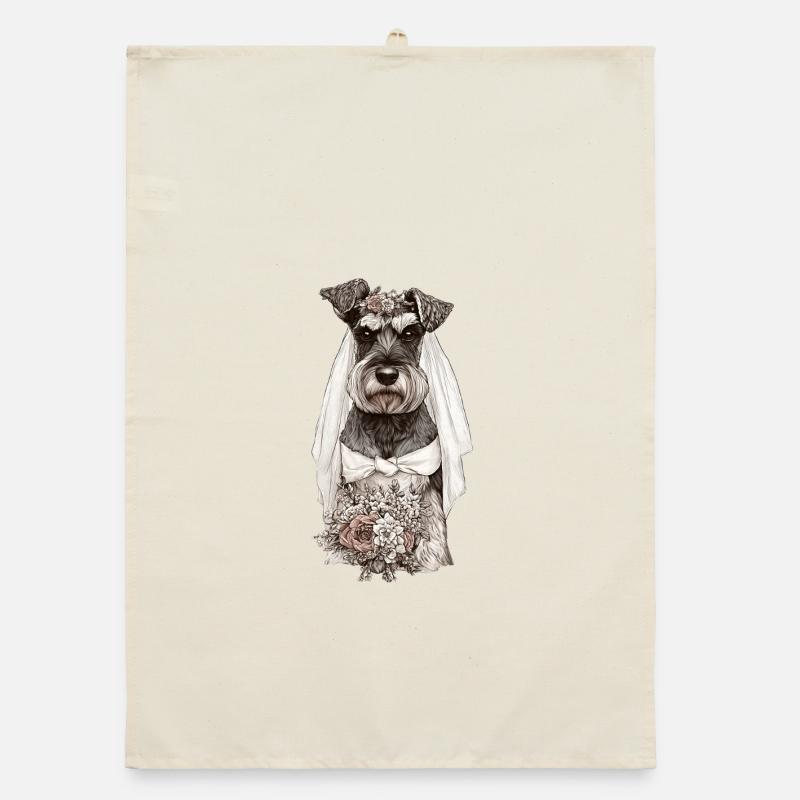 La mariée schnauzer aux fleurs Torchon bio