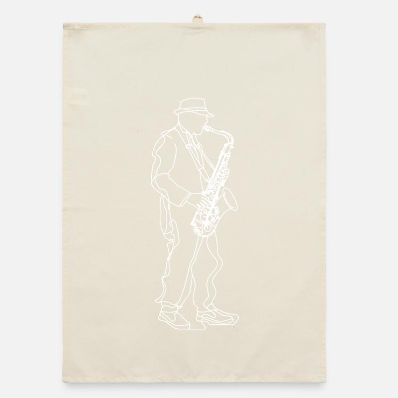 Saxophone Player Drawing Organic dish towel