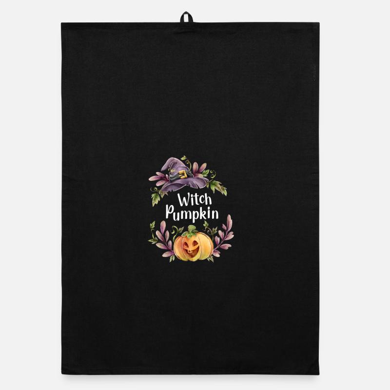 Floral Witch Pumpkin Organic dish towel