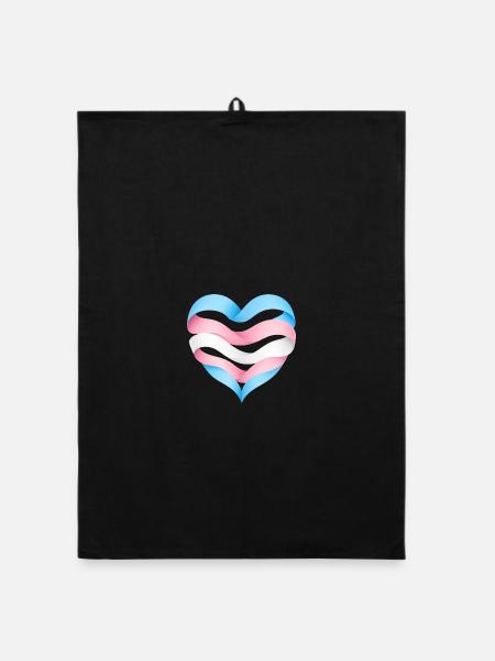 Transgender Herzdesign S1 - Organic Geschirrtuch - Schwarz - Vorne