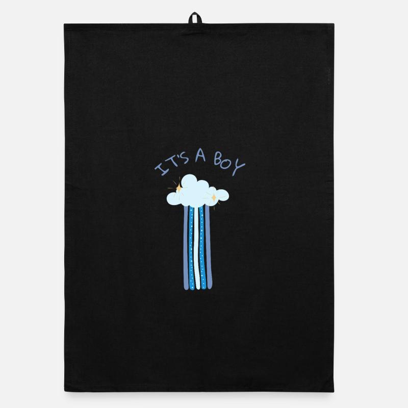 It s a Boy - Blauer Regenbogen mit Wolke Organic Geschirrtuch