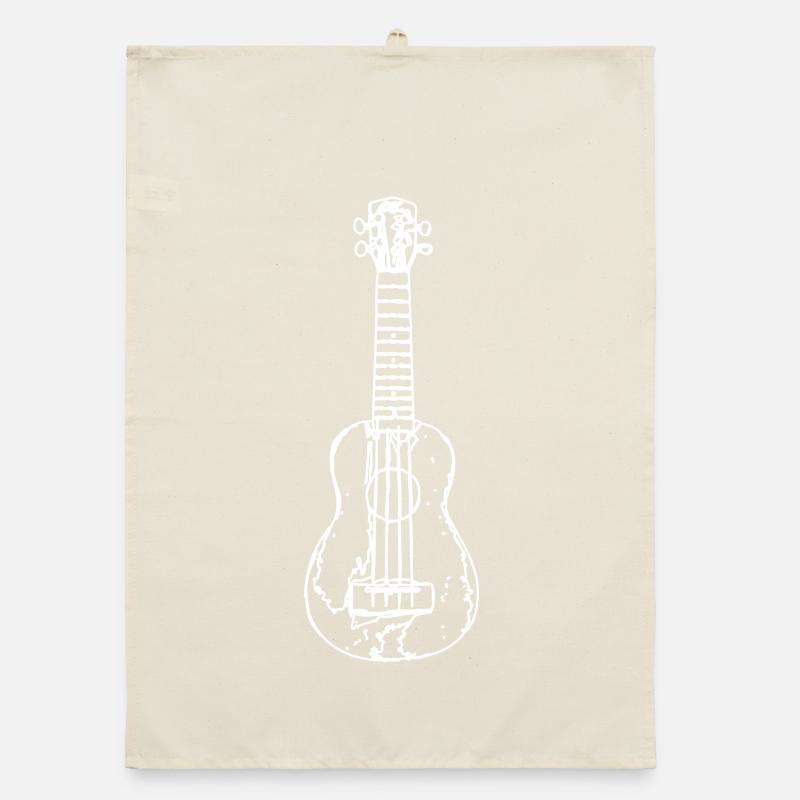 Ukulele Drawing Organic dish towel