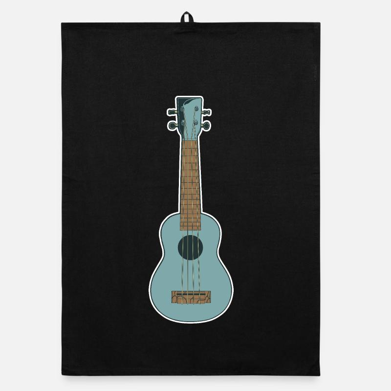 Retro Ukulele - Organic Geschirrtuch - Schwarz