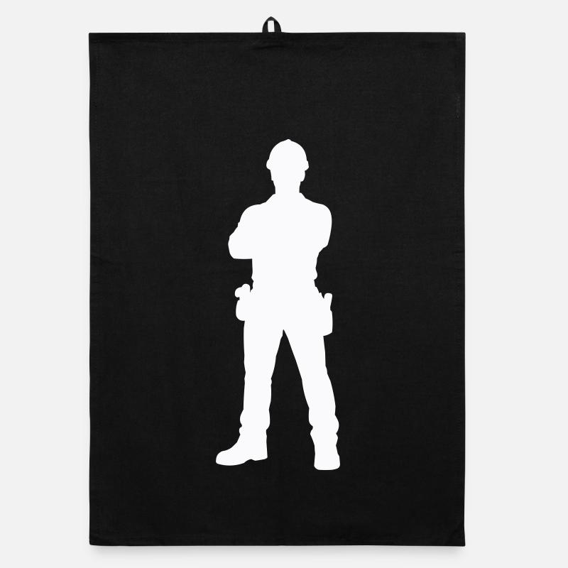 Bauarbeiter Bau Silhouette Organic Geschirrtuch