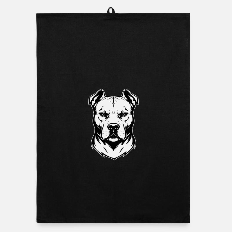 Pitbull Kopf Design schwarzweiss Organic Geschirrtuch