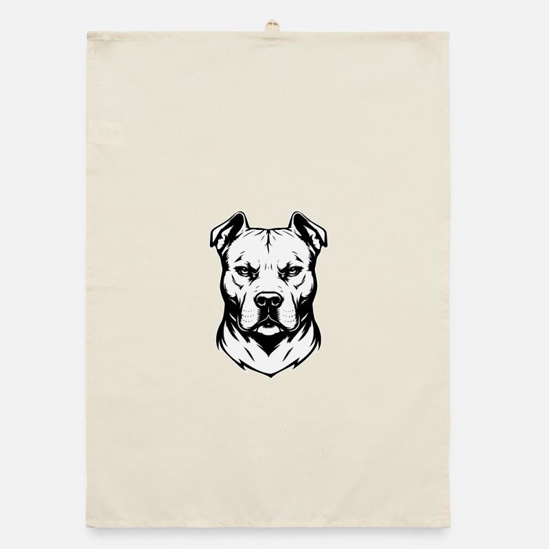 Pitbull Head Design Black & White Organic dish towel