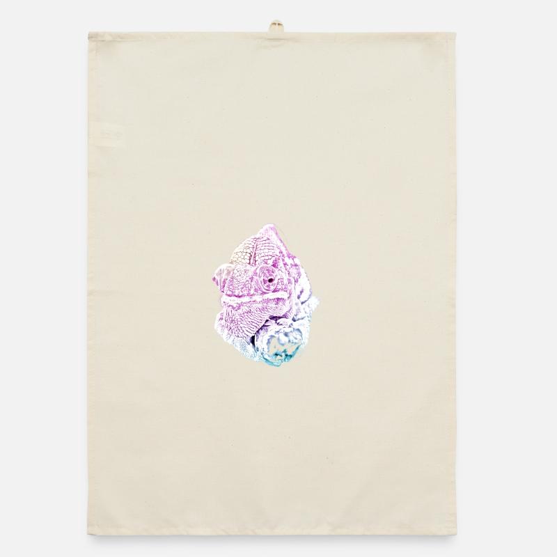 Pastel chameleon head, chameleo calyptratus Organic dish towel