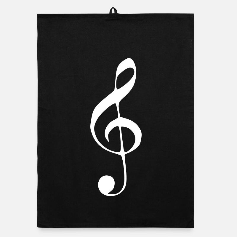 Music clef note note note white Organic dish towel