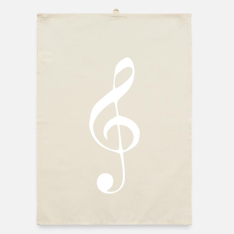 Music clef note note note white Organic dish towel