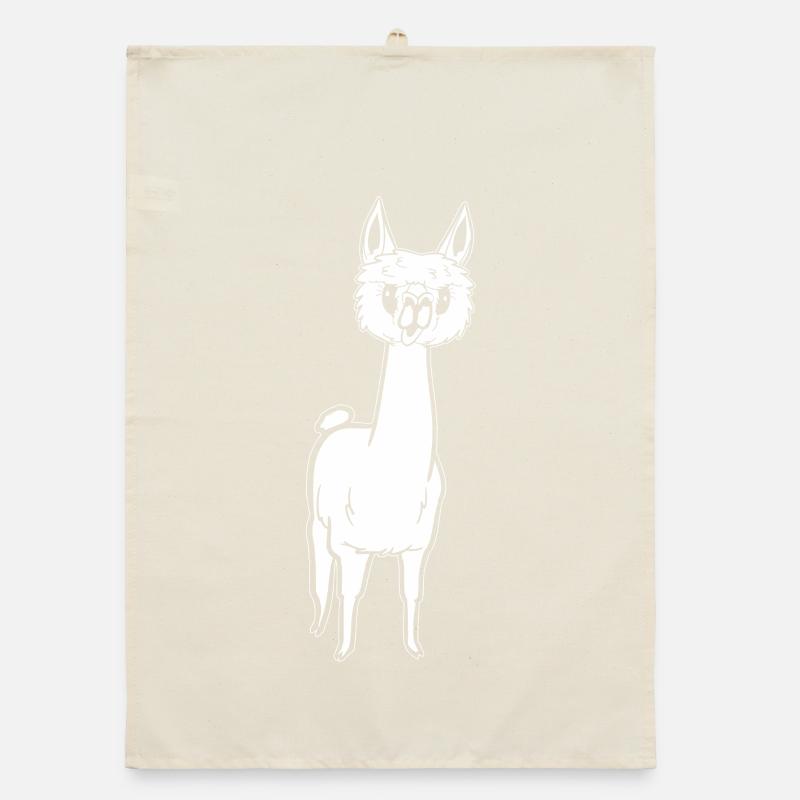 Alpaga blanc dans le style BD mignon Torchon bio