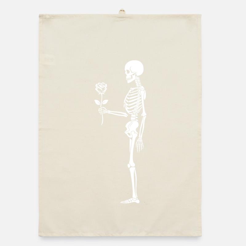 Squelette rosé avec fleur Torchon bio