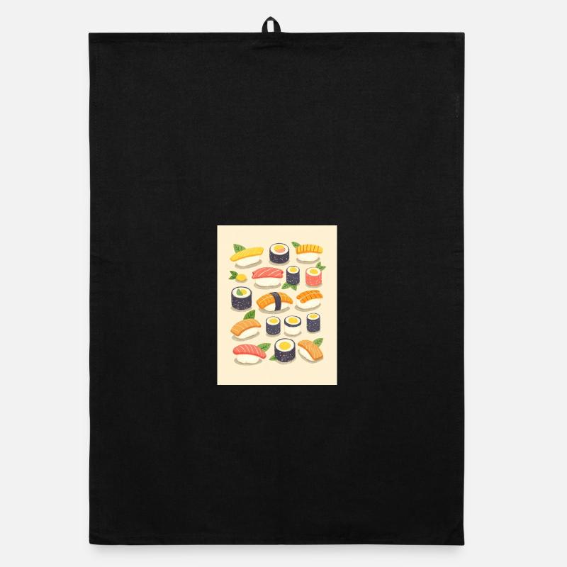 Lebendige Sushi-Sortiment-Illustration Organic Geschirrtuch