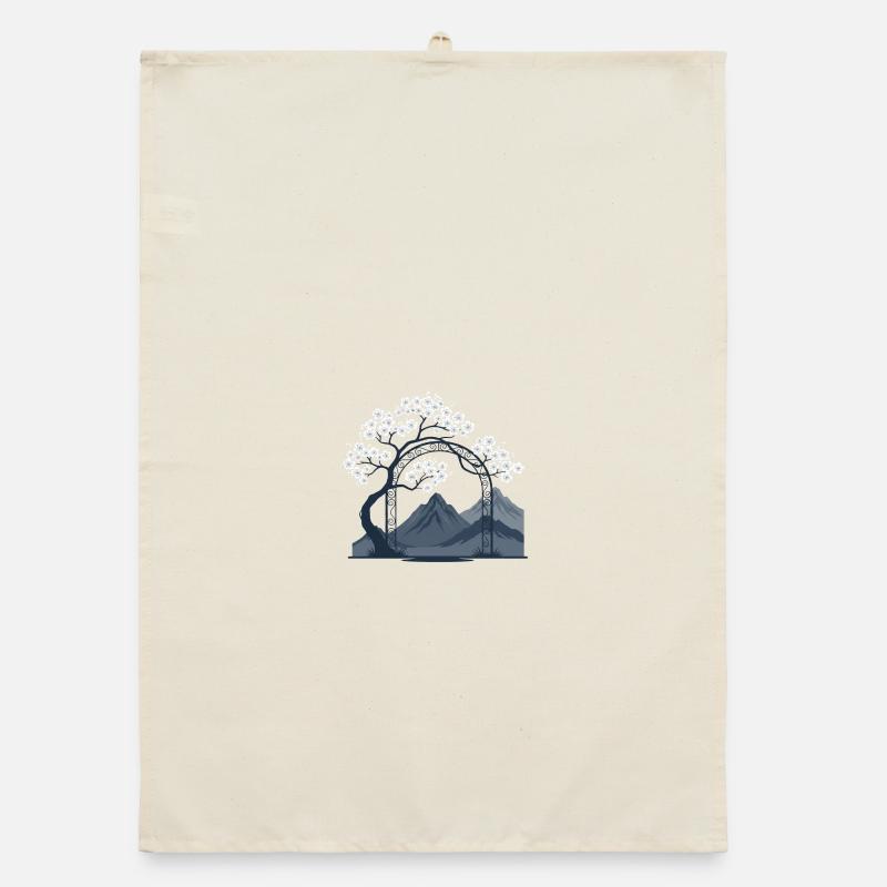 Sakura Bogen über Bergkette Organic Geschirrtuch