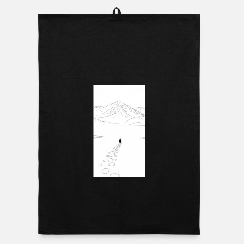 Marche solitaire vers les montagnes - Torchon bio - noir