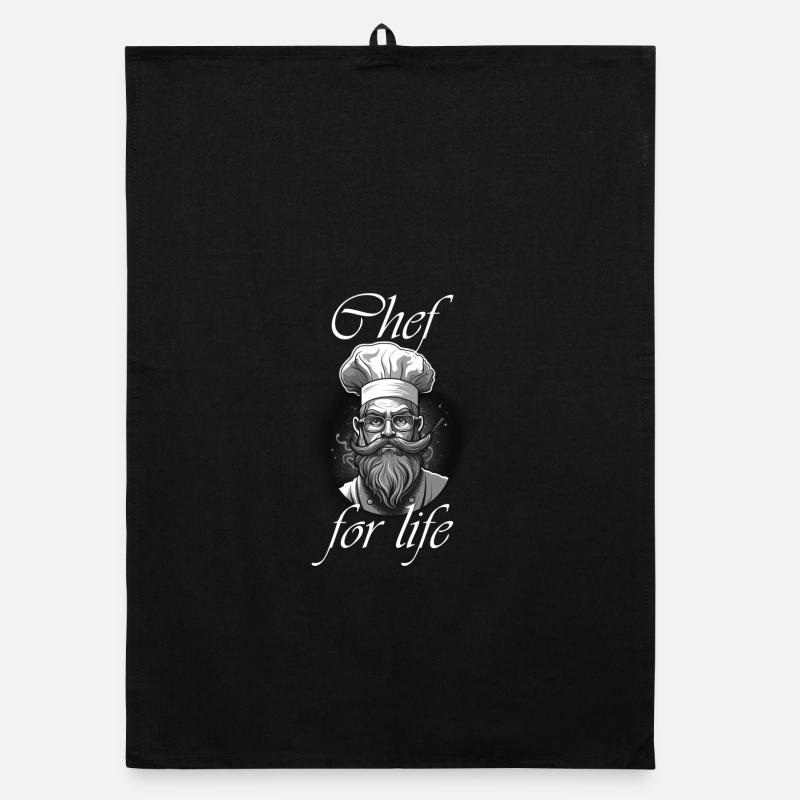 Chef for life weiß - Organic Geschirrtuch - Schwarz