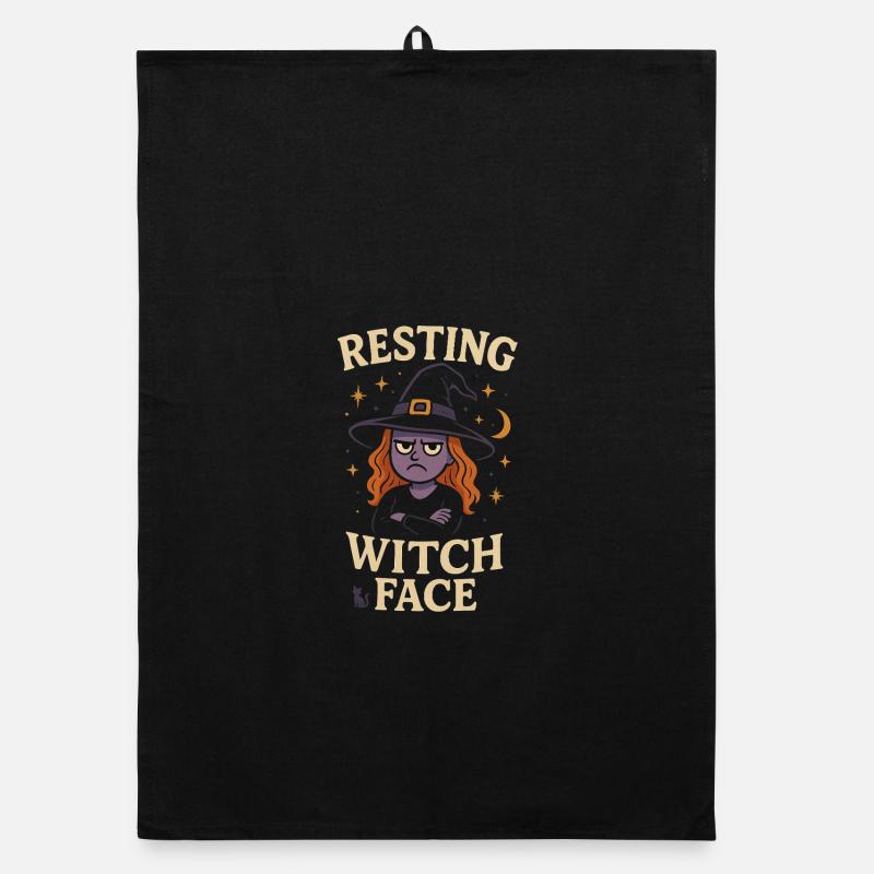 Resting Witch Face – Funny Cartoon Witch Shirt Organic dish towel