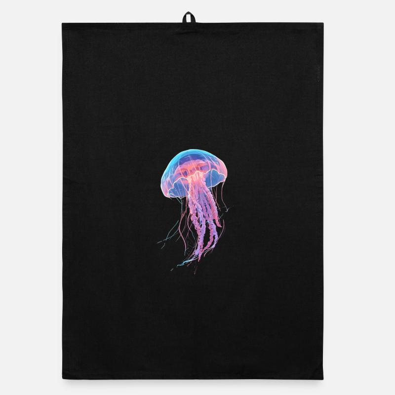 Méduse néon arc-en-ciel Torchon bio