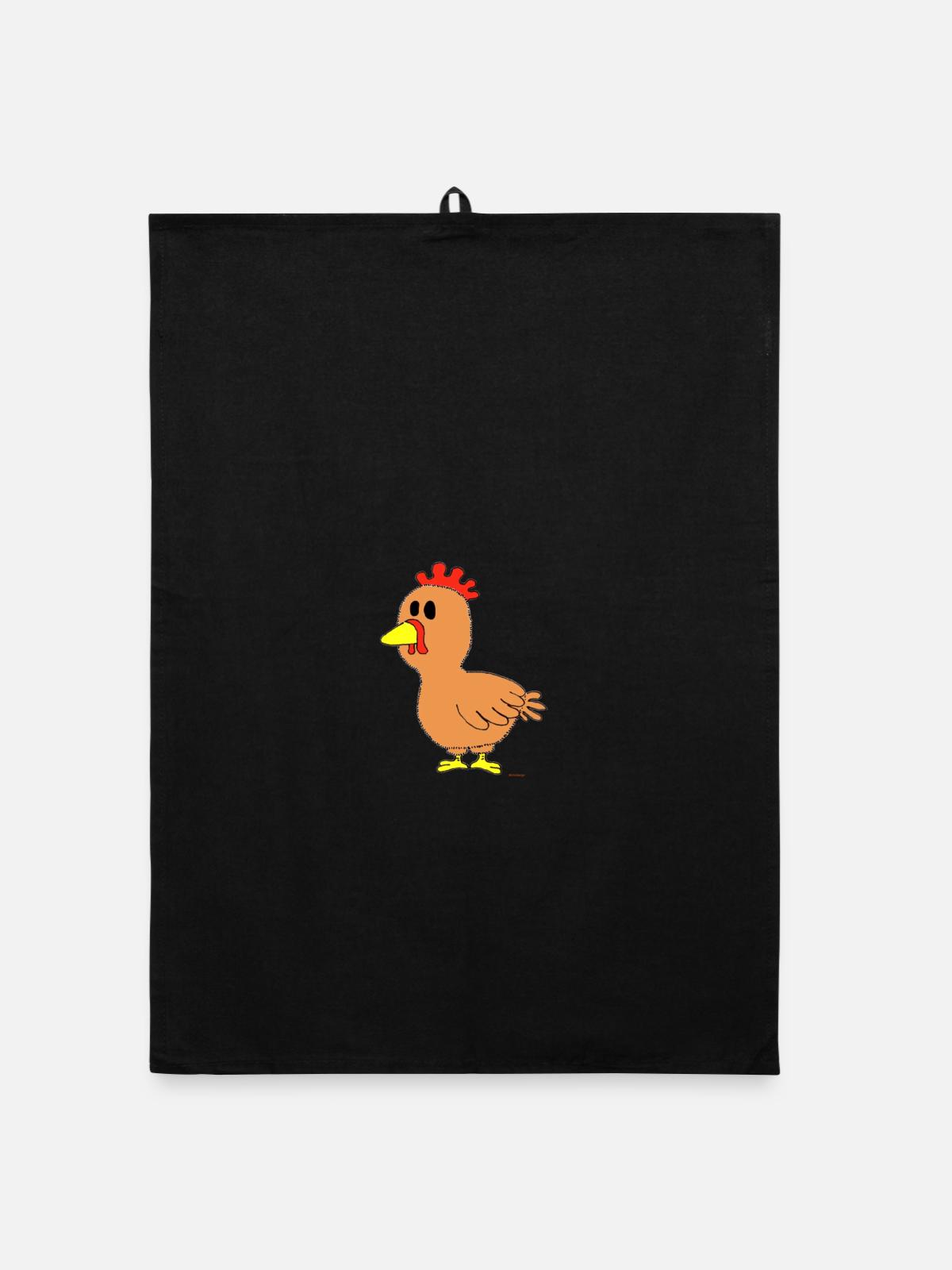 Poulet / poulet - Torchon bio - noir - Devant