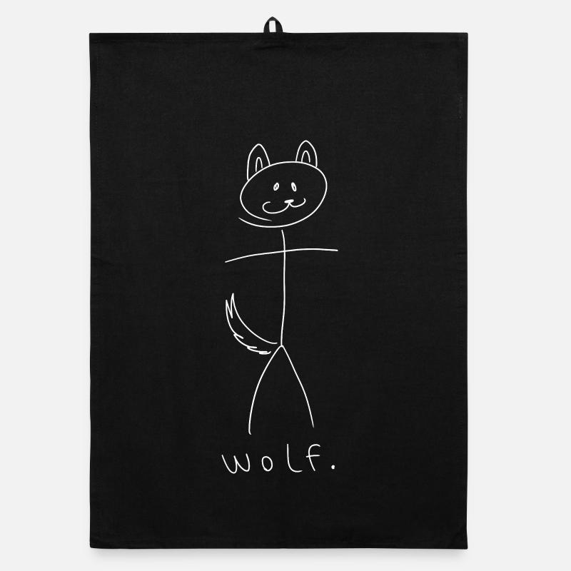 loup. (lignes blanches) (par Leni Riosa) Torchon bio