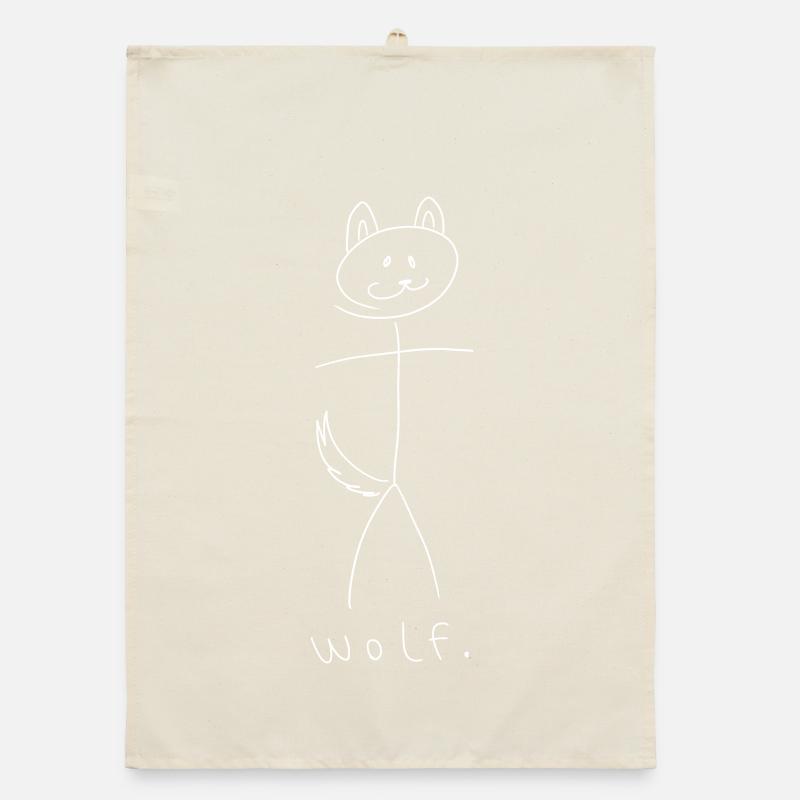 wolf. (white lines) (by Leni Riosa) Organic dish towel