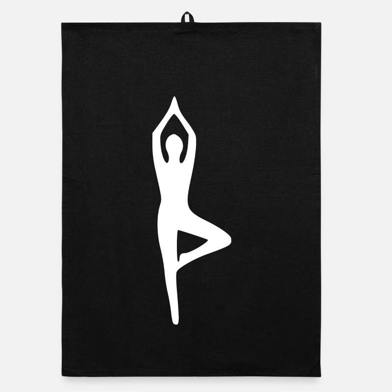 Yoga Silhouettes White Organic dish towel