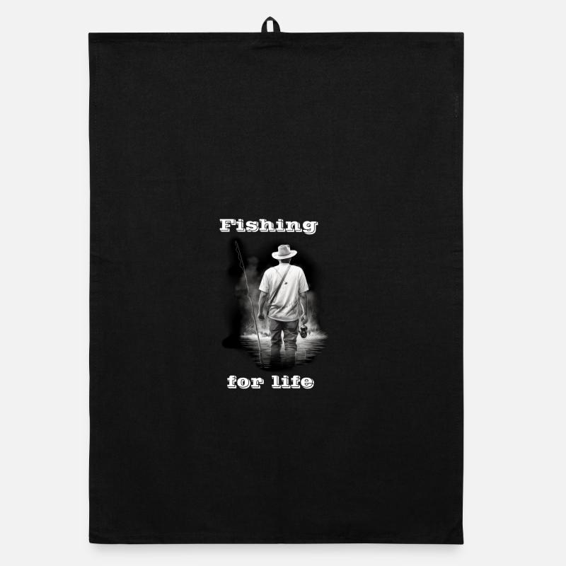 Fishing for life white Organic dish towel