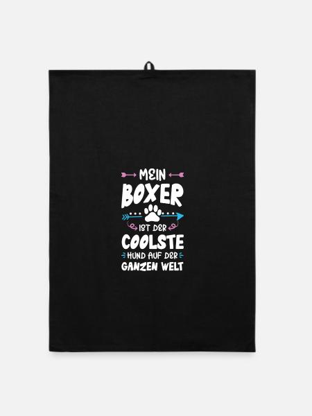 Boxer Dog Saying - Organic dish towel - black - Front