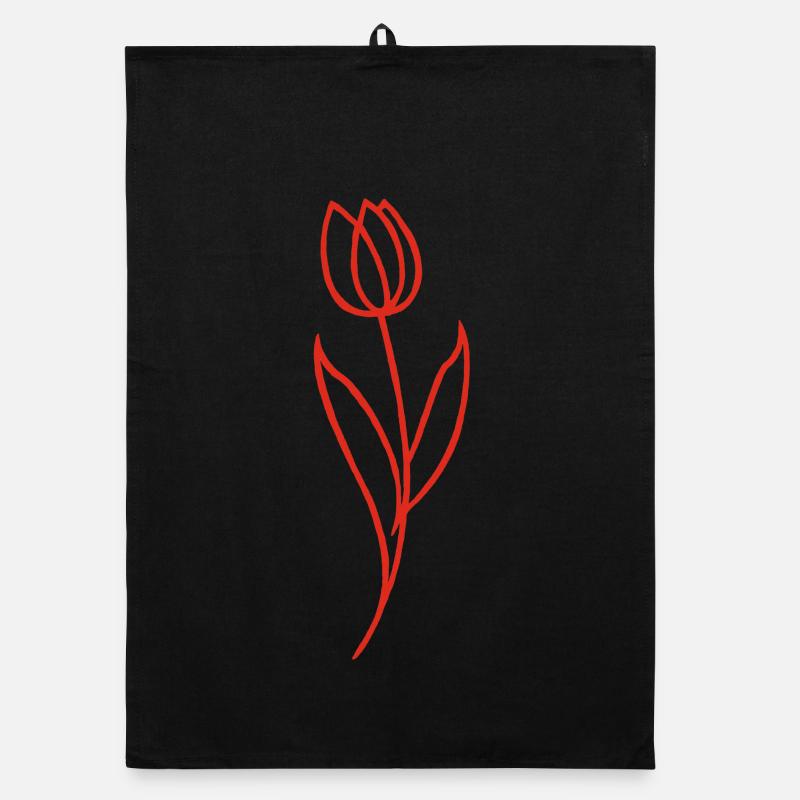 Skizze einer roten Blume Organic Geschirrtuch