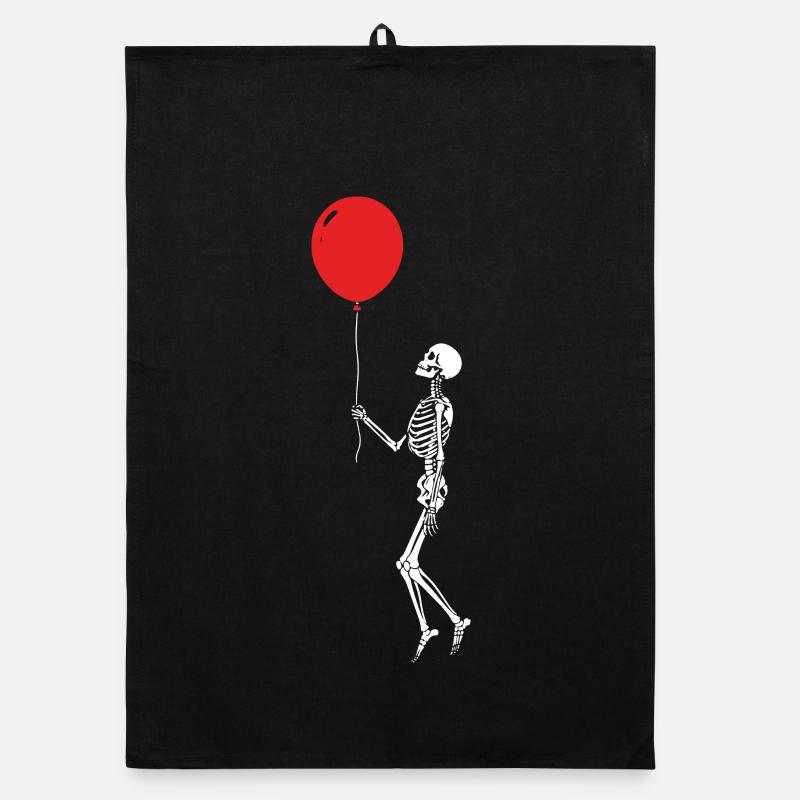 Skeleton with Red Balloon Organic dish towel