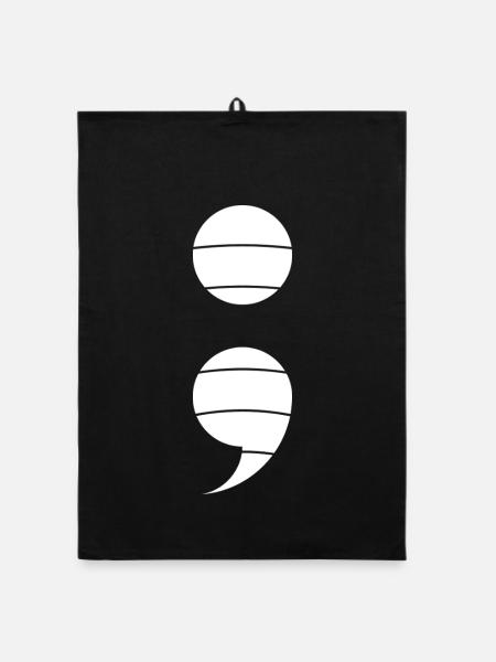 Semi Colon Semicolon Semicolon - Organic dish towel - black - Front