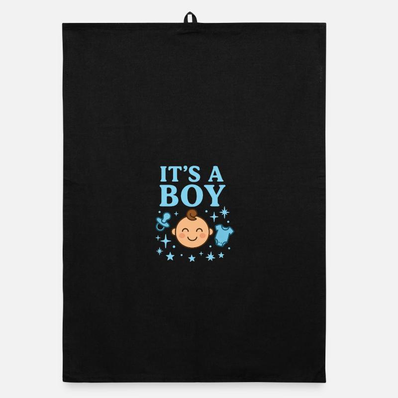 C’est un motif garçon – bébé - Torchon bio - noir