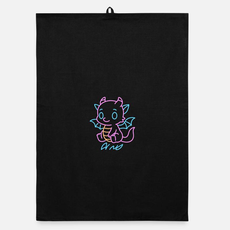 Le dragon du canot pluvial néon dans Neon Lines Torchon bio