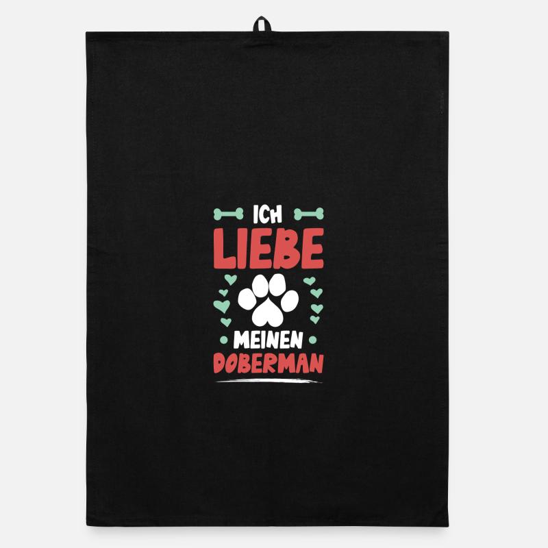 Ich liebe meinen Dobermann Organic Geschirrtuch